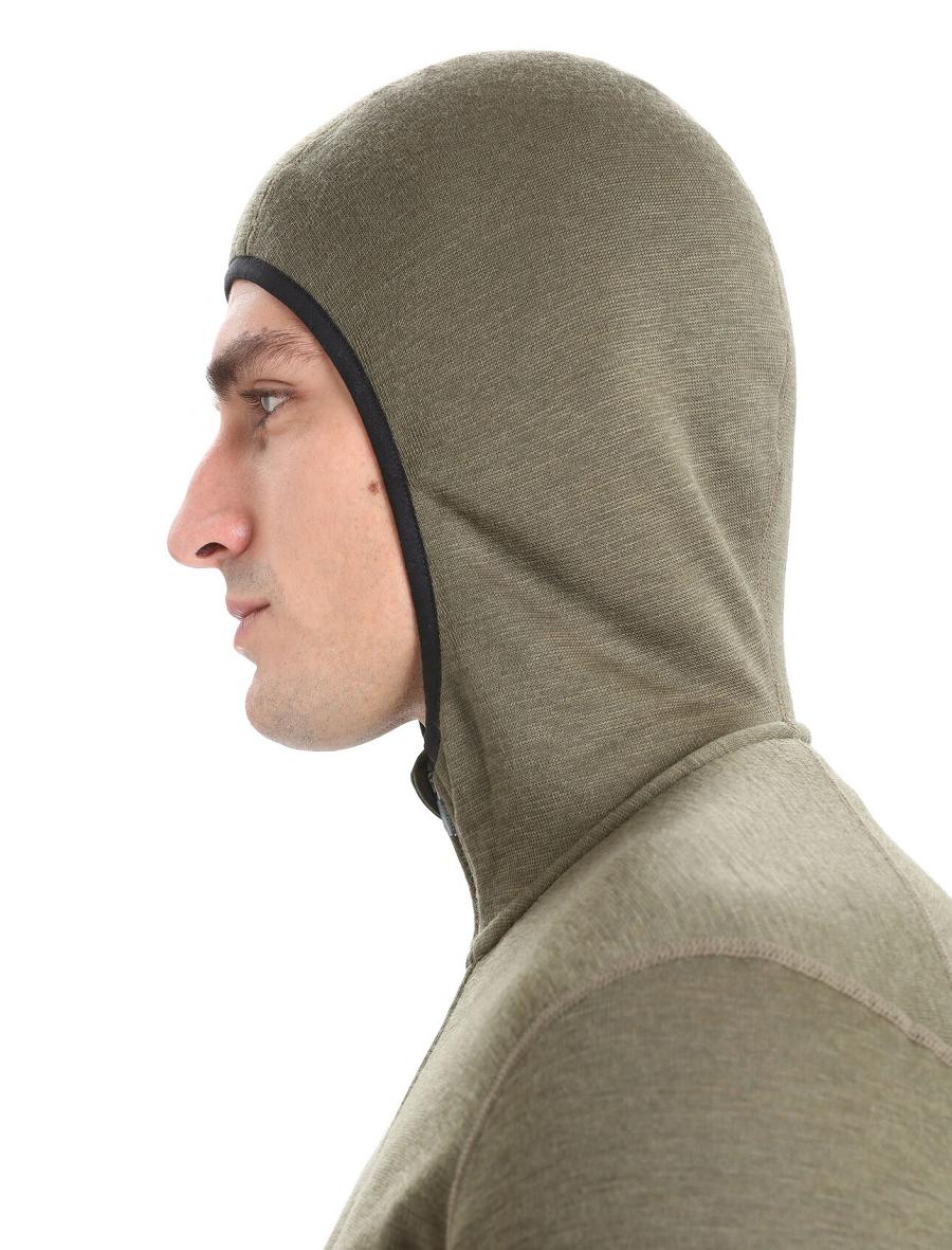 Vestes Icebreaker RealFleece® Merino Elemental Long Sleeve Zip Hood Homme Vert Olive | FR 1240BEXC